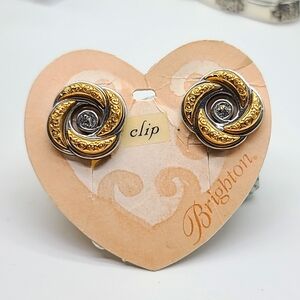 $42 NWTS! Brighton "LOVE KNOTS" Clip On Earrings! Two Tone w Swarovski Centers💎